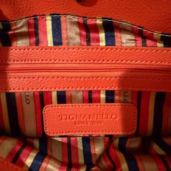 Tiganello Orange Pebbled Leather Tote.  14x10 - Picture 10 of 16